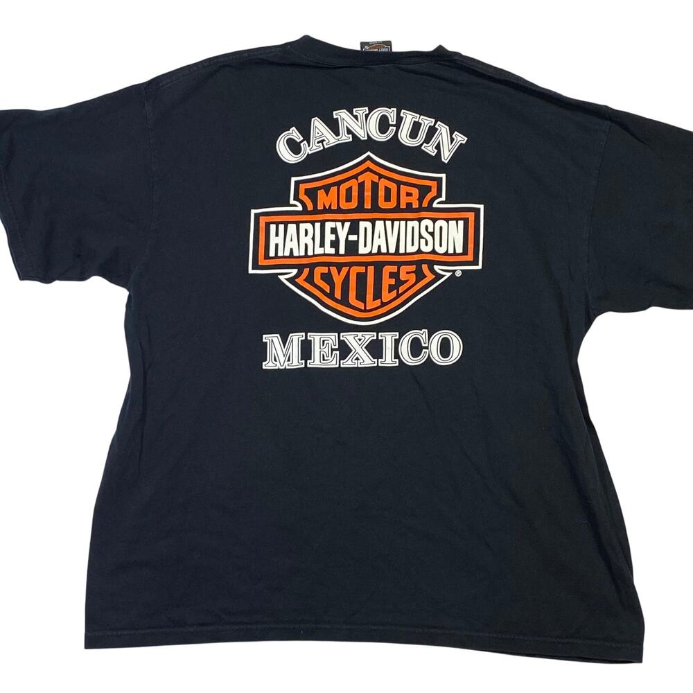 Harley-Davidson Cancun, Mexico T-Shirt Biker Double Sided Graphic Tee XXL Black